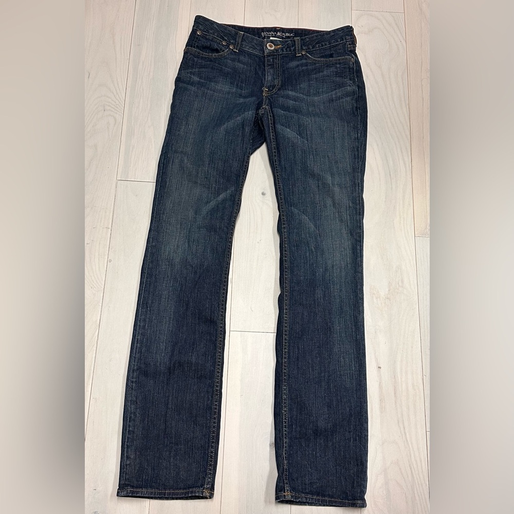 Banana Republic Women's Dark Indigo Straight-Leg Jeans 8 Long